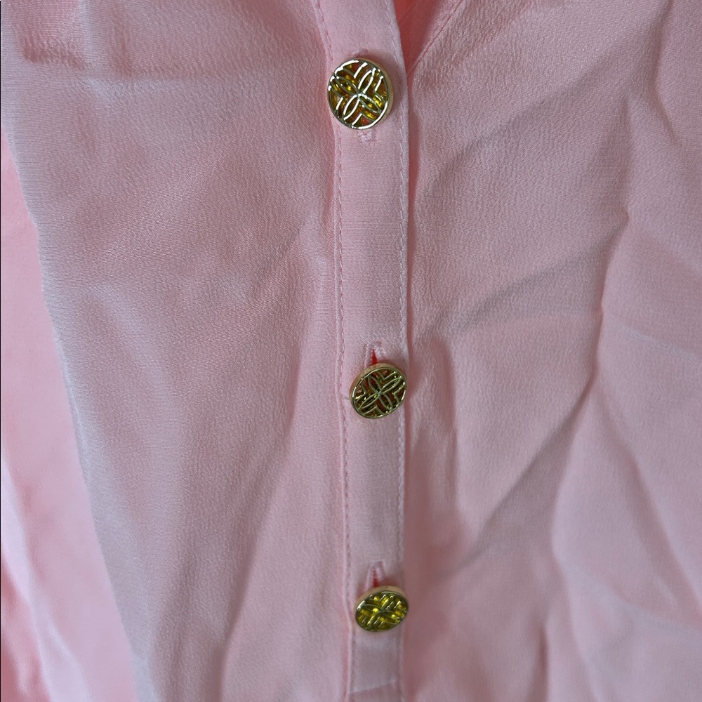 LILLY PULITZER Elsa Silk Top Light Pink Size Large - Picture 9 of 16